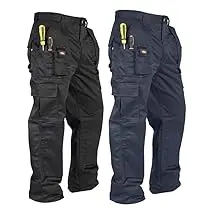 Lee Cooper Workwear Multi Pocket Easy Care Heavy Duty kniezakken voor heren, veiligheidswerk, cargobroek, zwart, 34 inch taille, korte pijpen